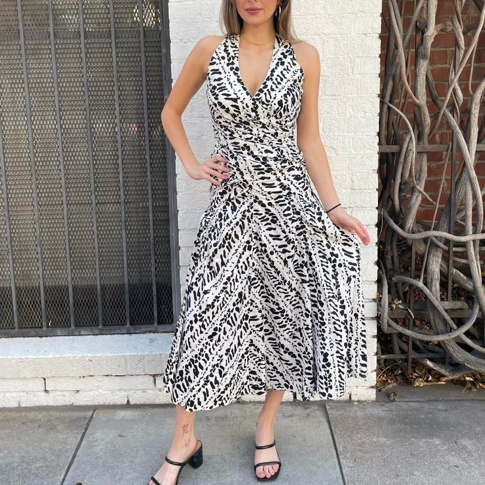 Vintage BB collection Black and white fishtail corsette midi dress sz xs